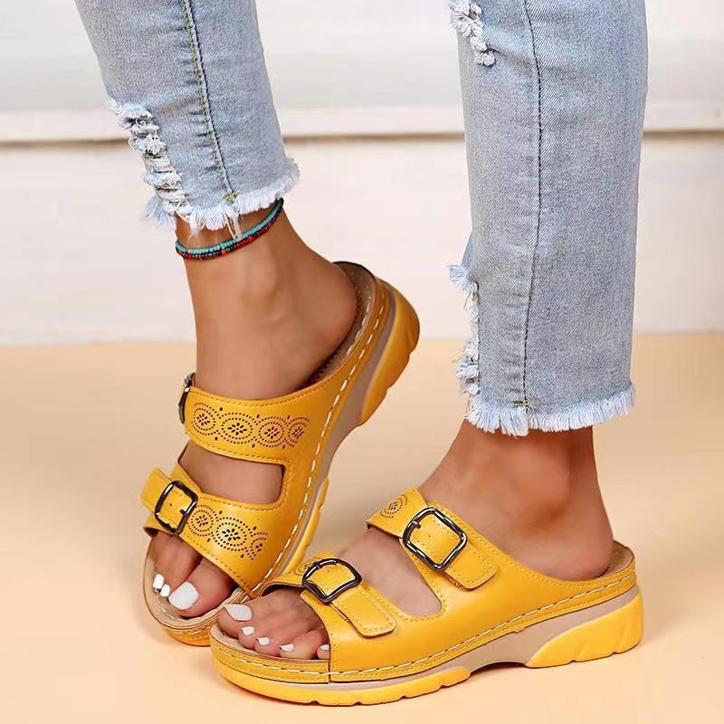 Solena | Sandalias de punta abierta con doble hebilla