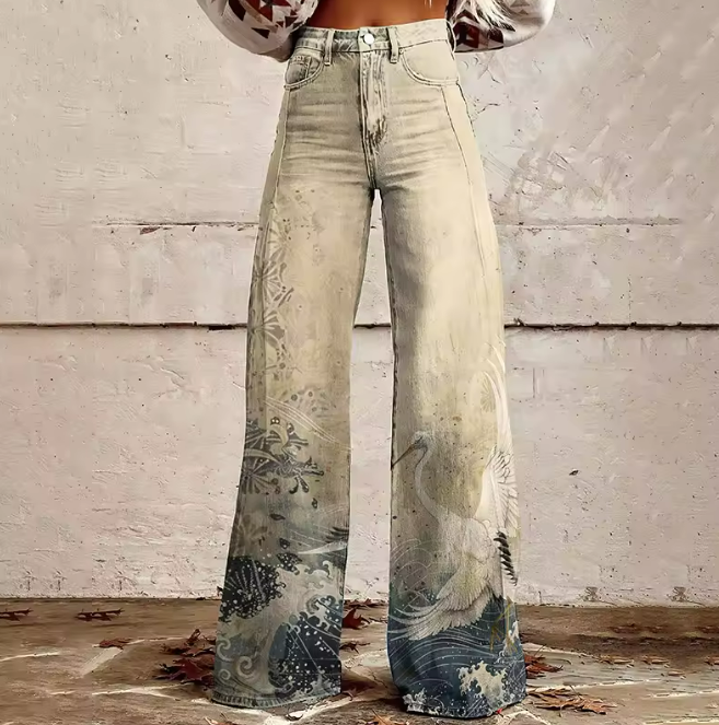 Mailin | Pantalones Anchos Con Estampado De Bengalas