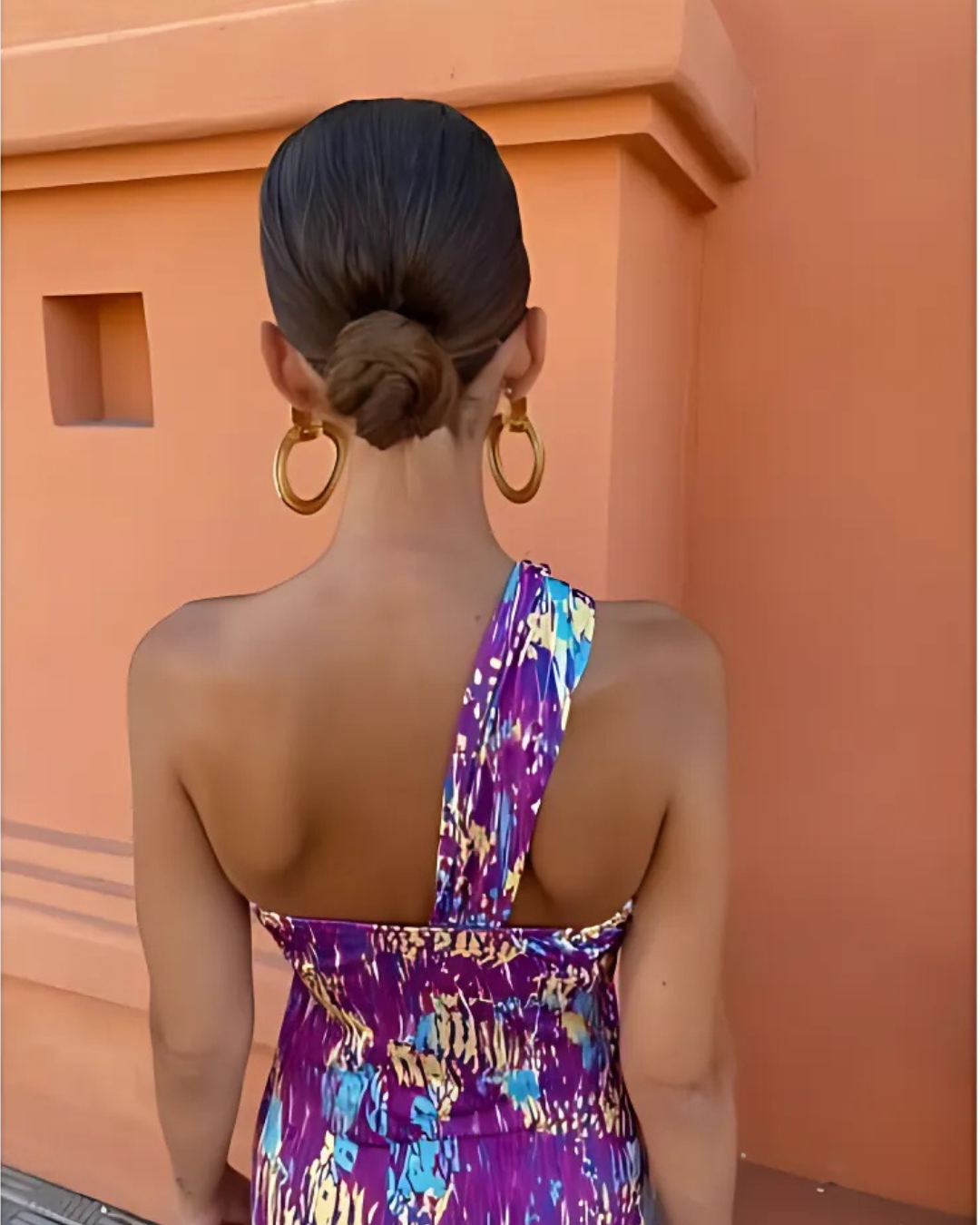 Svetlena | Vestido Maxi Estampado de Un Hombro