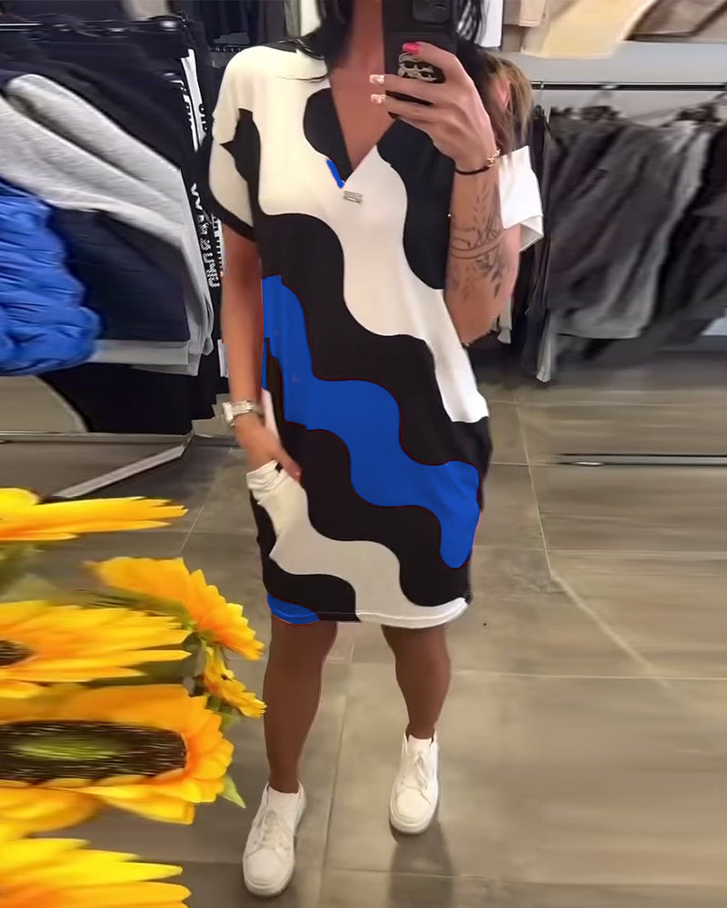 Penelope | Vestido Corto Estampado De Cuello en V