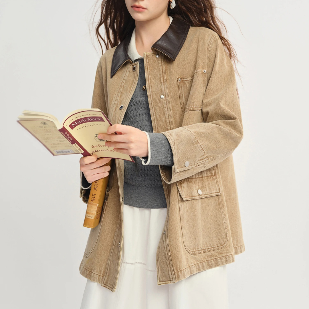 Prismflow | Chaqueta de mezclilla con cuello contrastante