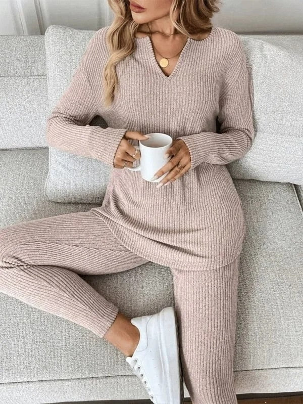 Renfri | Conjunto Acanalado De Camiseta Y Leggings