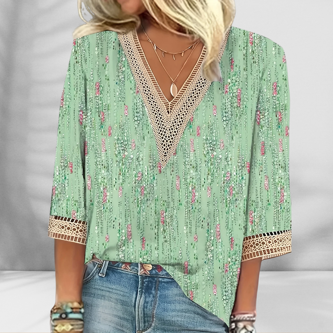 Maricela | Blusa Bohemia Estampada Con Escote en V