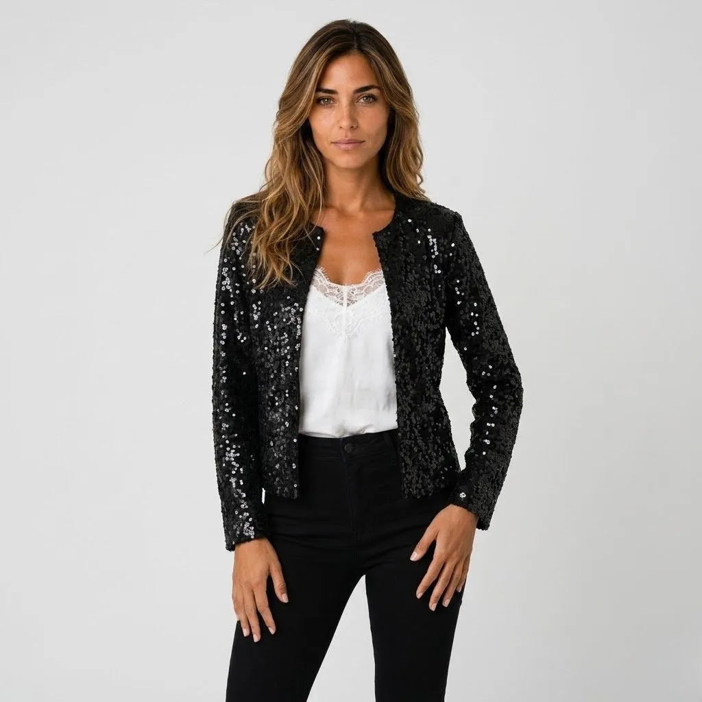 Amelia | Chaqueta con Lentejuelas y Frente Abierto