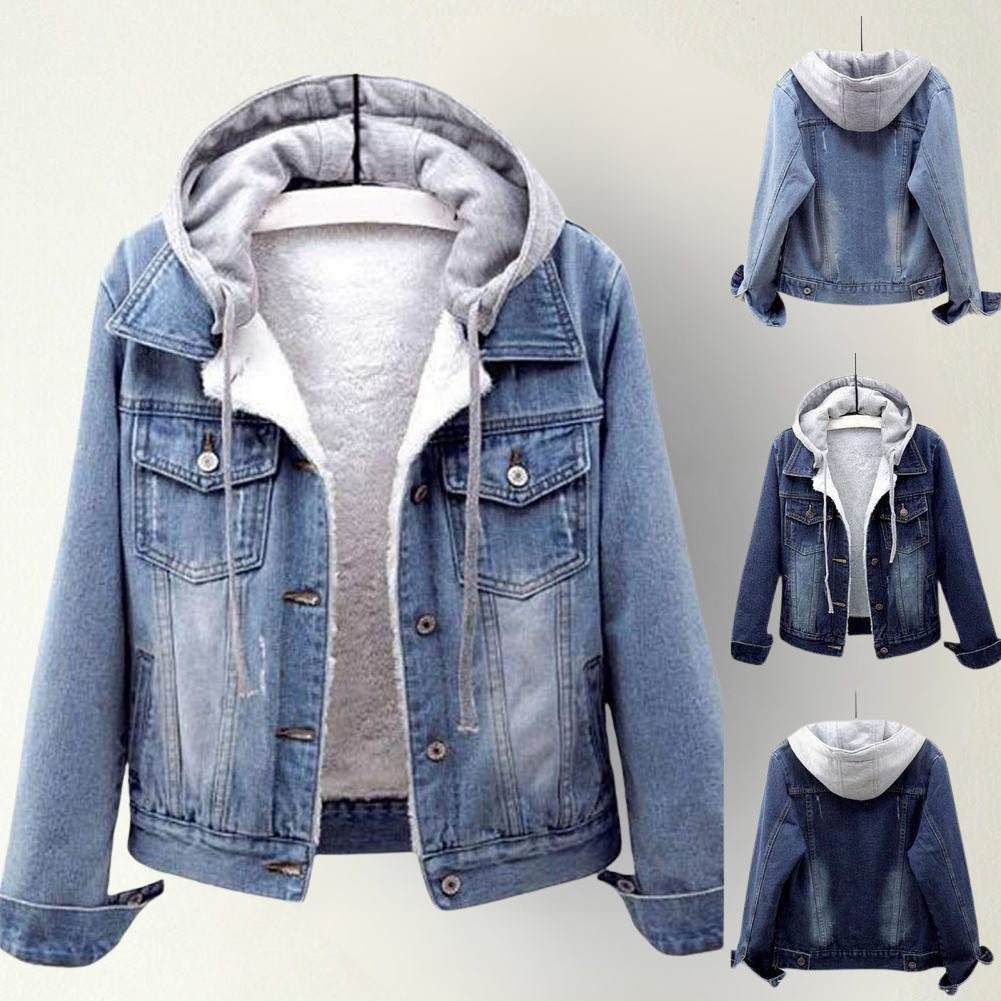 Callina | Chaqueta de Manga Larga Con Capucha Estilo Vaquero y Bolsillos