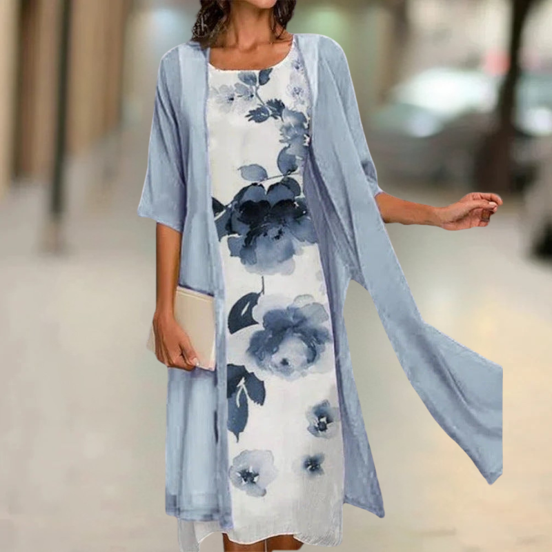 Nasira | Conjunto de Vestido sin Mangas con Estampado Floral