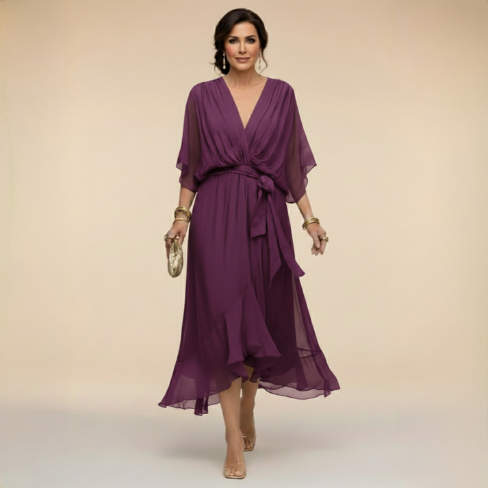 Harshani | Vestido Midi Cruzado Cuello V