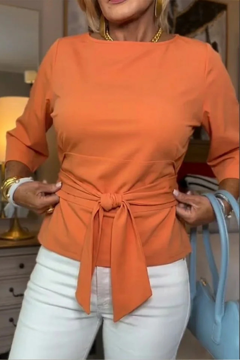 Shaniera | Blusa Con Lazo Delantero Y Mangas Tres Cuartos