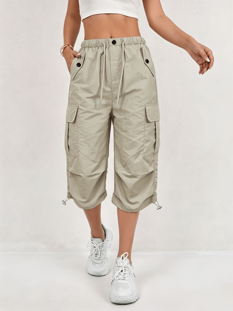 Nanna | Pantalones Cargo de Tres Cuartos Con Cordón y Bolsillos