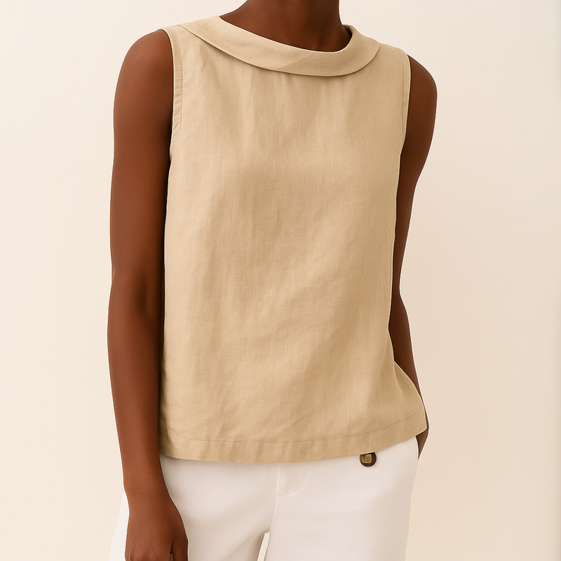 Anya | Blusa Sin Mangas De Cuello Redondo en Azul Claro