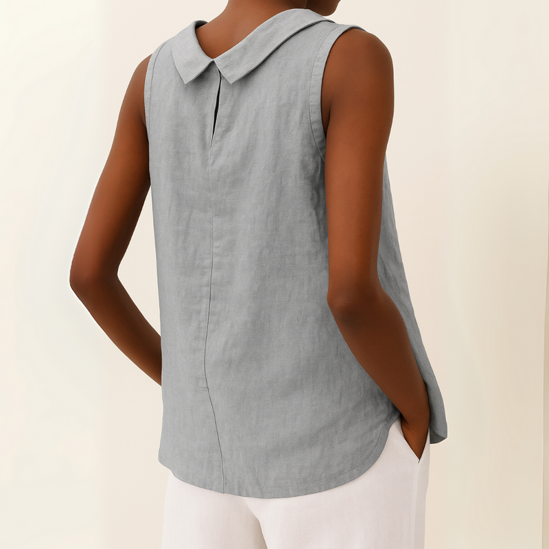 Anya | Blusa Sin Mangas De Cuello Redondo en Azul Claro