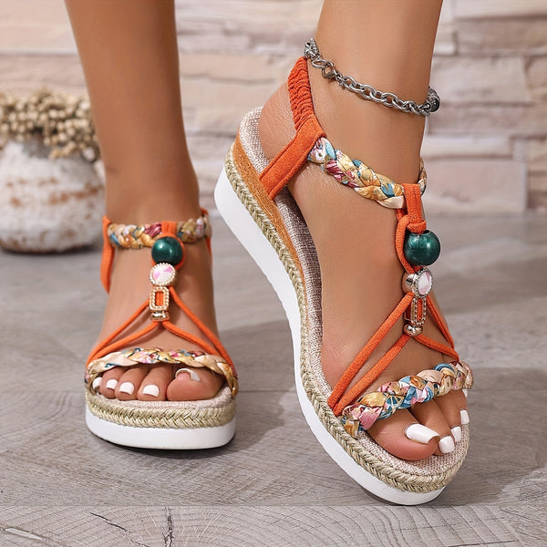 Tasia | Sandalias De Plataforma Con Tiras en T Trenzadas