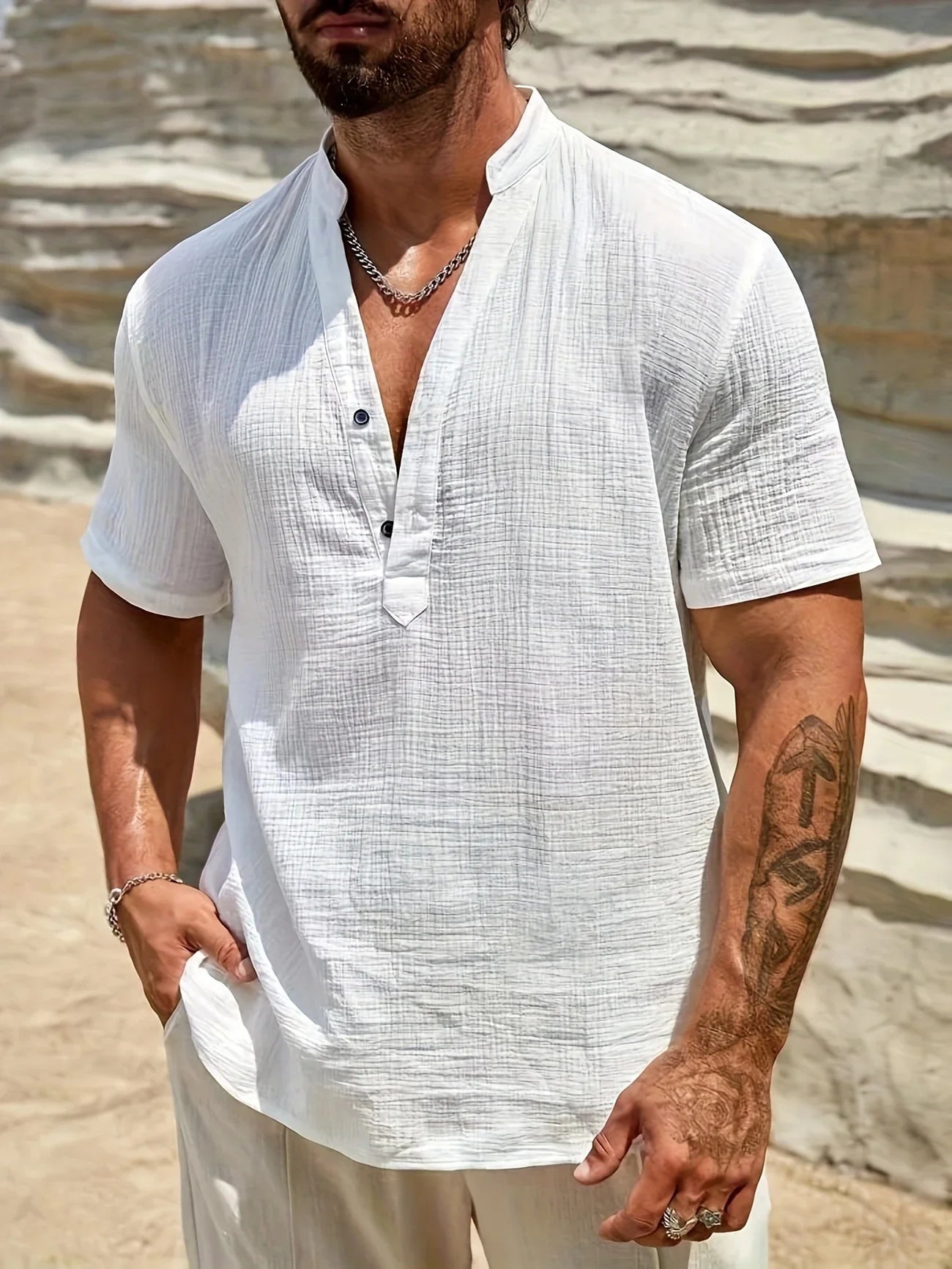 Sancho | Camisa Manga Corta Cuello Mao