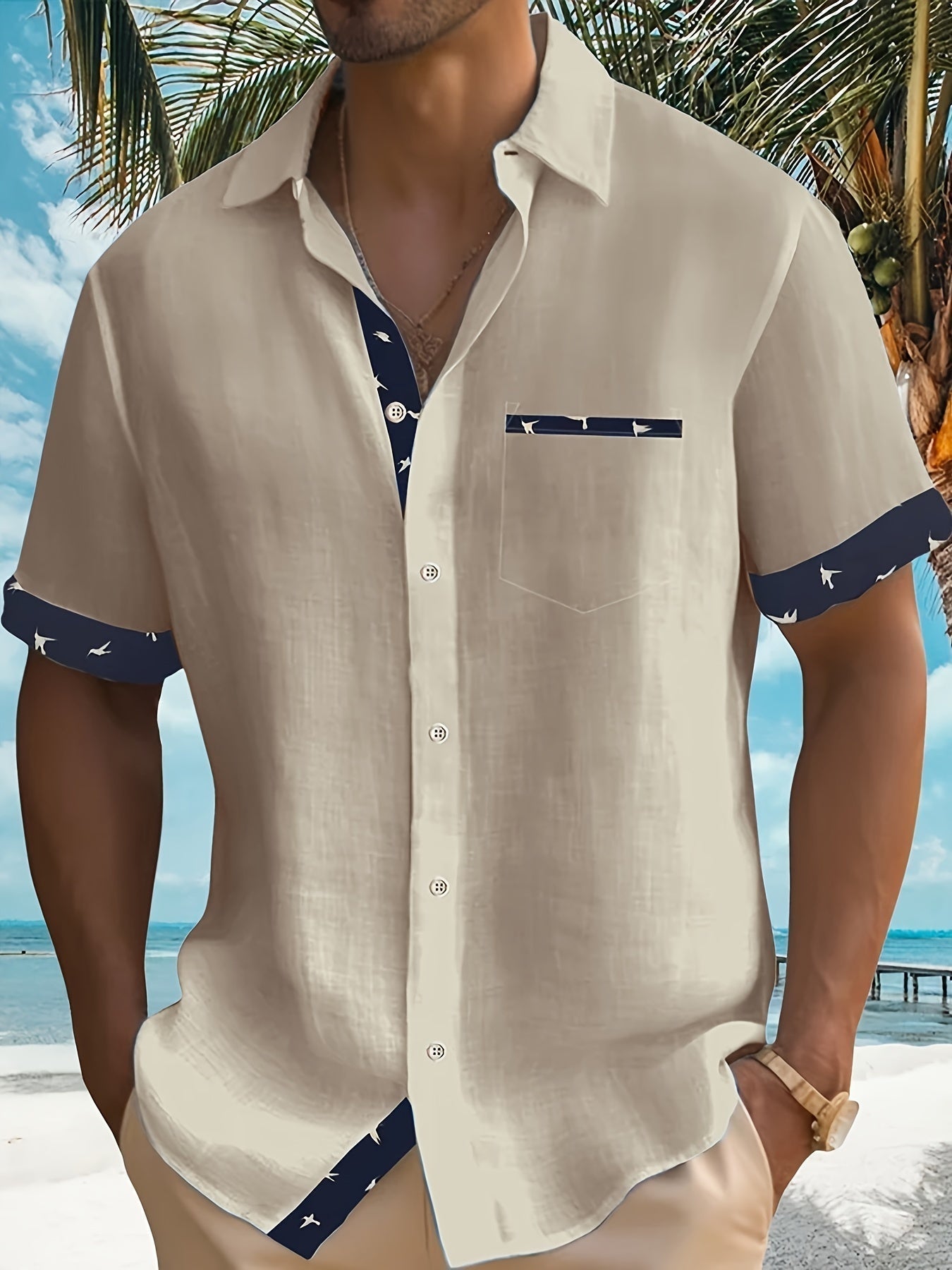 Julio - Camisa Informal de Manga Corta Con Botones en la Parte Delantera