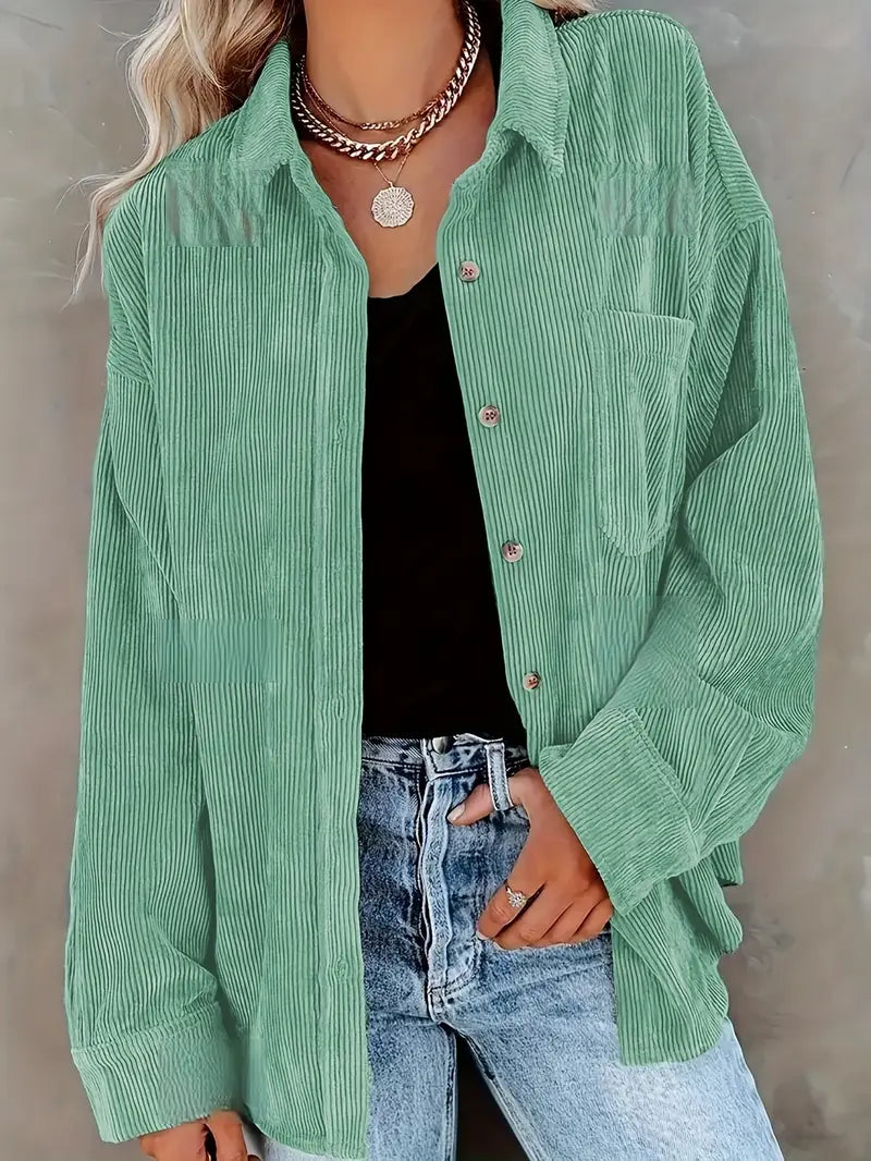Irmela | Camisa de Manga Larga de Pana Con Botones