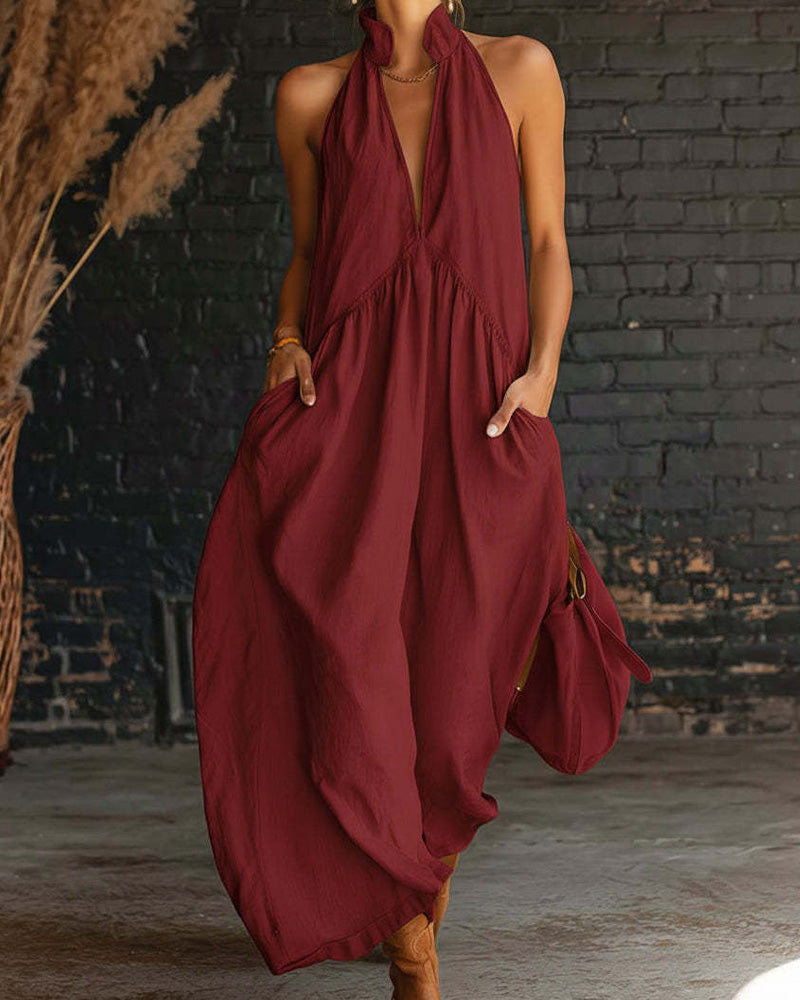 Saorla | Vestido Largo sin Mangas con Cuello Halter