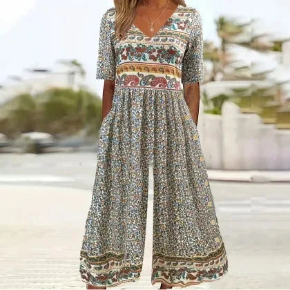Nerina | Mono Floral De Pierna Ancha