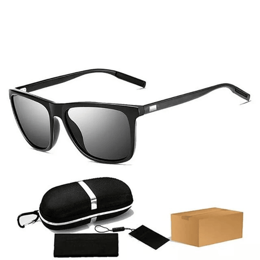 AeroShades - Gafas De Sol Rectangulares Marco Negro Lentes Tintadas