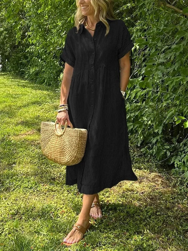 Samara | Vestido Camisero Rayado Con Botones