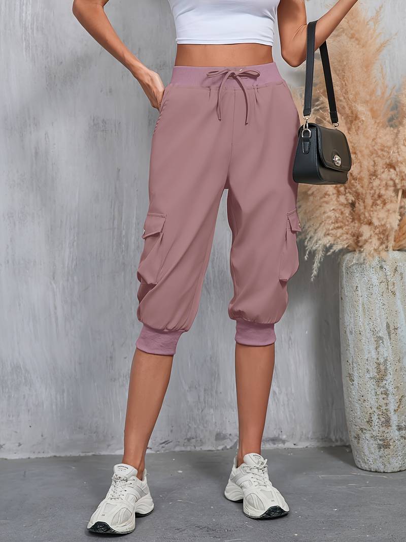Kirabo | Pantalones Capri Tipo Jogger Cargo Con Cordón en La Cintura
