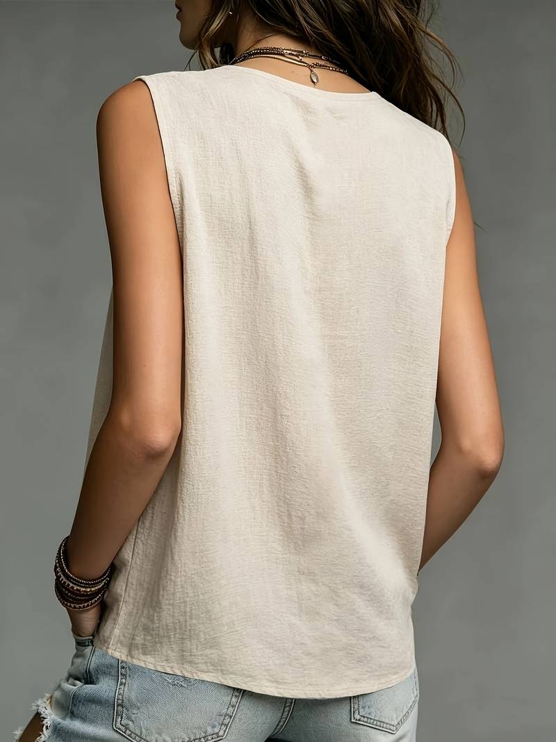 Reem | Blusa Plisada Sin Mangas De Corte Holgado
