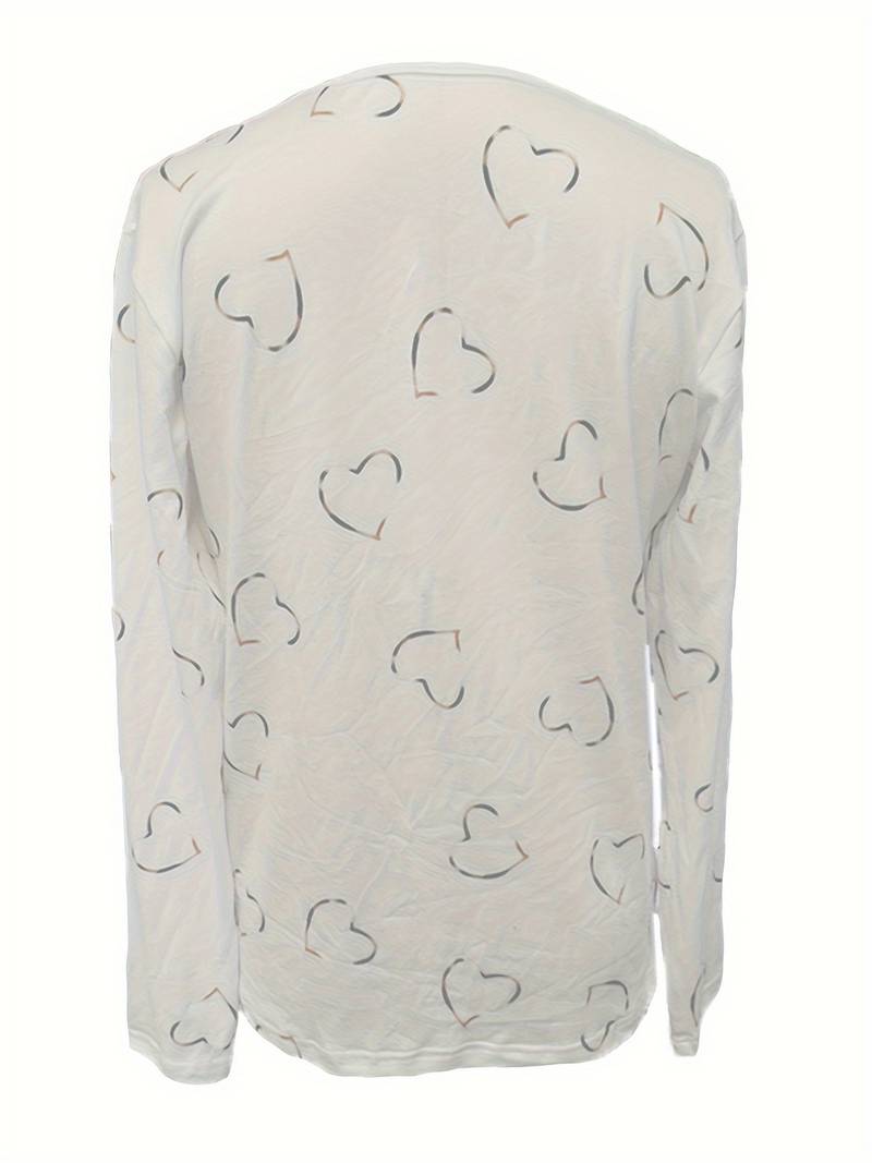 Romisha | Camiseta De Manga Larga Con Cuello Con Cremallera y Estampado De Corazones