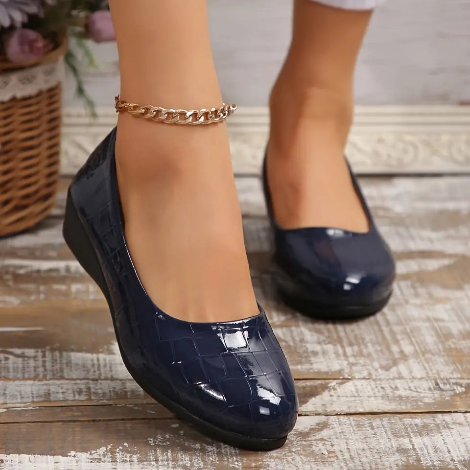 Rebekah - Zapatos Sin Cordones Con Cuña y Estampado de Cocodrilo
