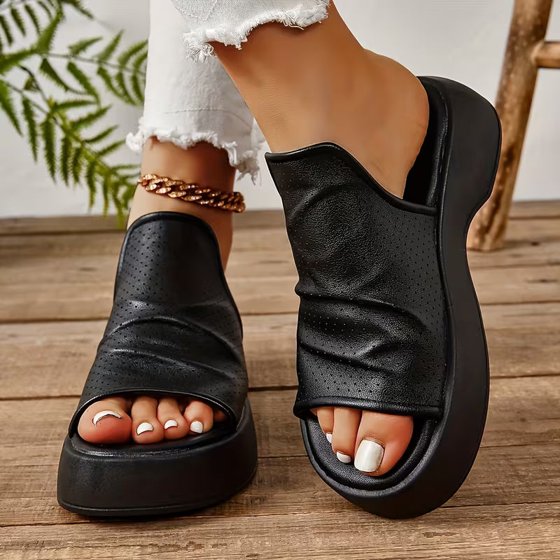 Sofya | Sandalias de Plataforma Con Puntera Abierta y Diseño Perforado