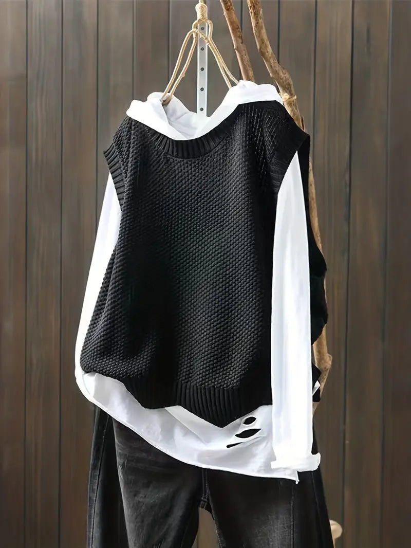 Ramona | Jersey Sin Mangas De Punto Con Cuello Redondo