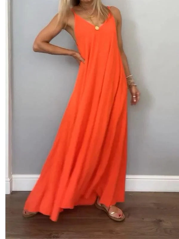 Jolanta | Vestido Largo Liso con Escote en V