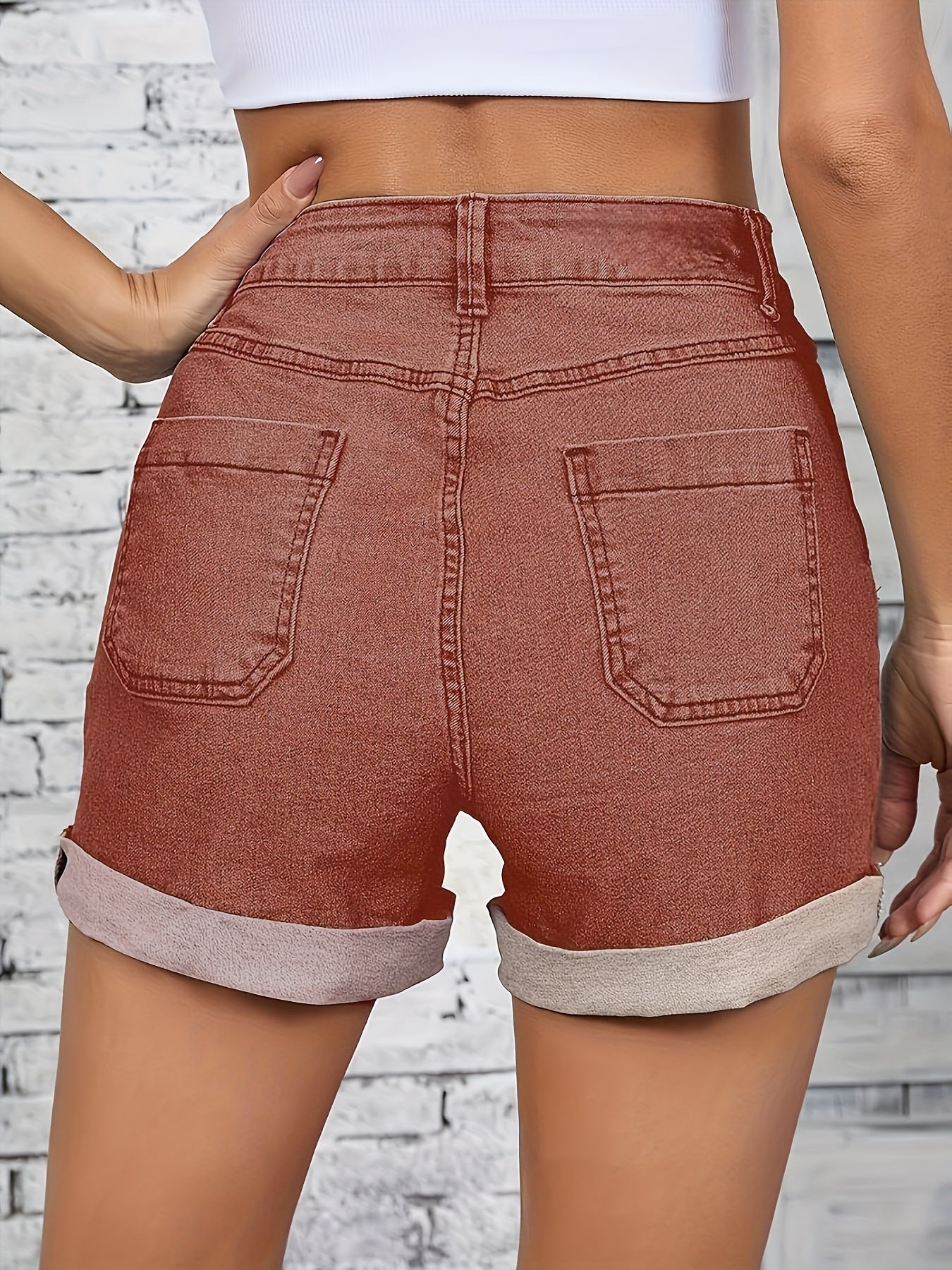 Thelma | Pantalones Cortos Vaqueros de Cintura Alta Con Cierre Frontal de Botones
