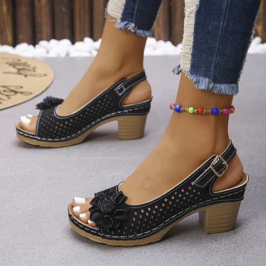 Imogen | Sandalias de Talón Abierto Con Diseño Floral