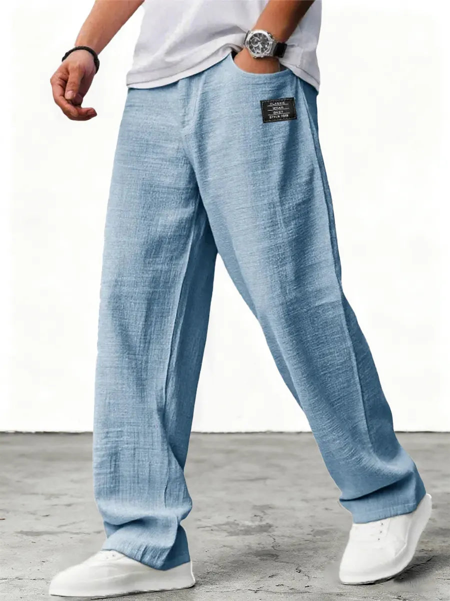 Lushan - Pantalones Sueltos Rectos Con Cintura Elástica