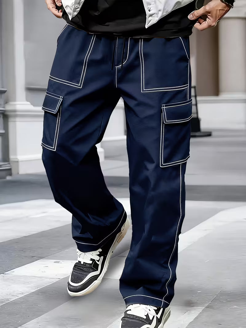 Demetri | Pantalones Cargo con Costura Contrastante