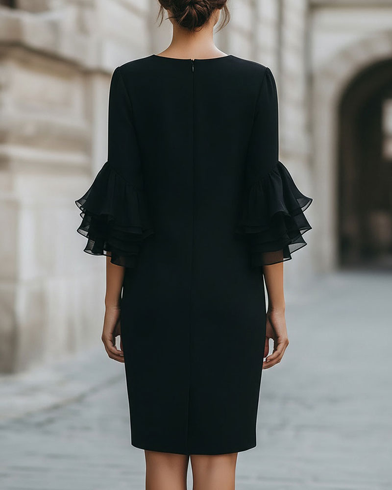Catalinan | Vestido midi con Mangas de Volantes