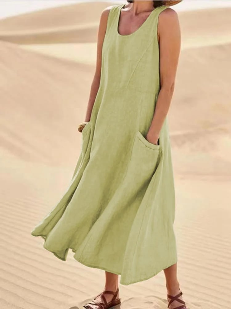 Zoha | Vestido Maxi Sin Mangas Con Bolsillos