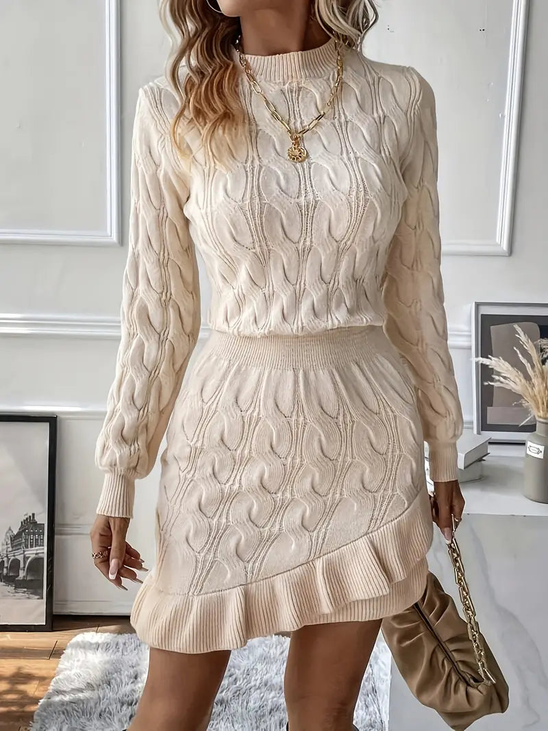 Katla | Vestido De Punto De Trenzado De Manga Larga
