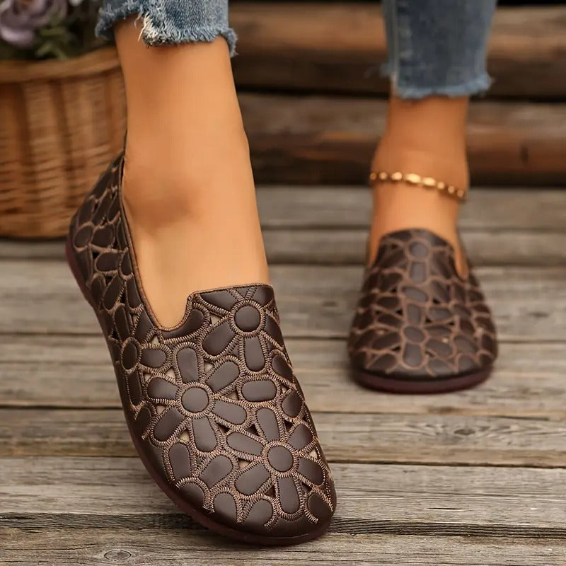 Veronica | Zapatos Planos Calados con Diseño Floral