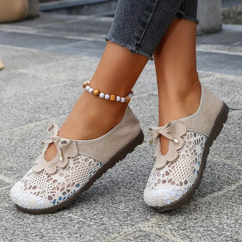 Danika | Bailarinas Sin Cordones Con Lazo de Encaje Transpirable