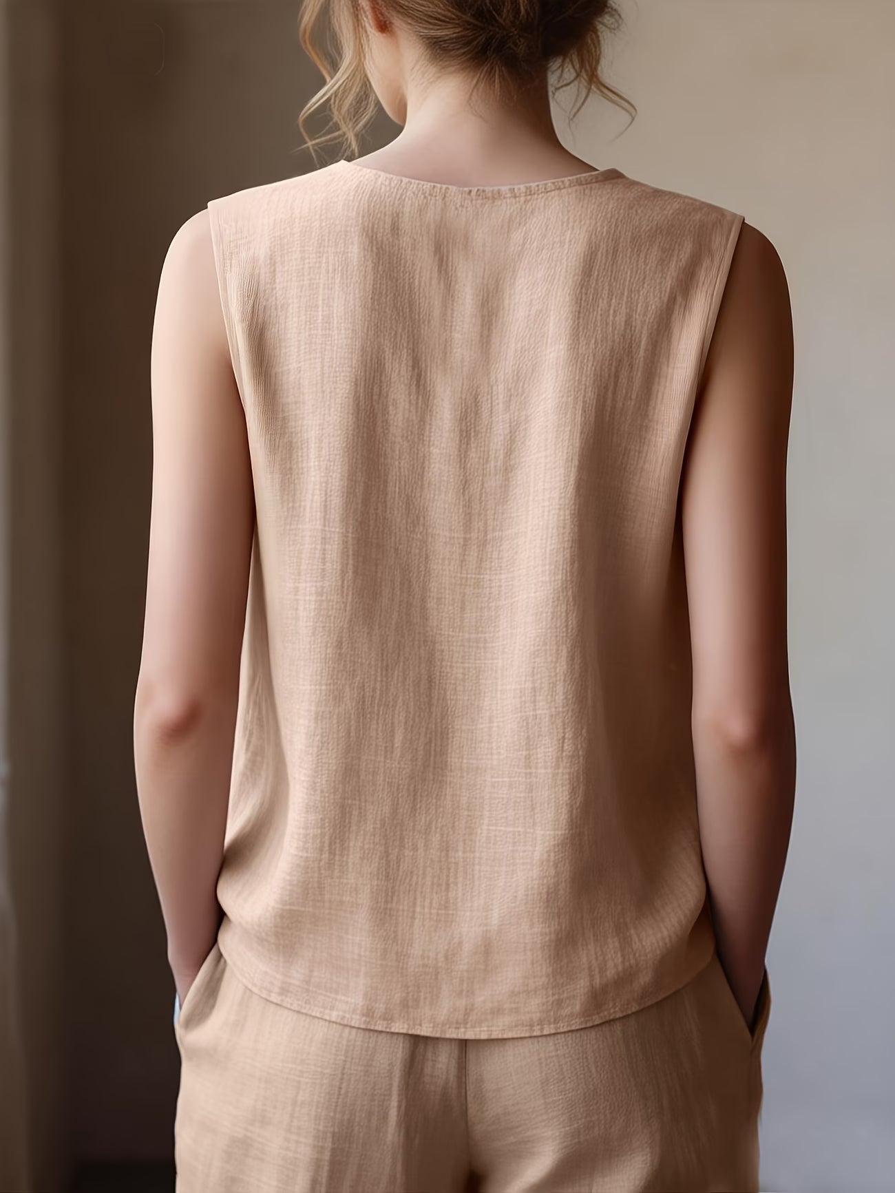 Safiya | Blusa Sin Mangas Con Cuello De Volantes Y Textura