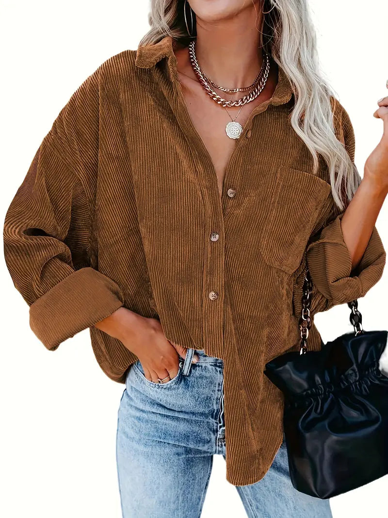 Irmela | Camisa de Manga Larga de Pana Con Botones