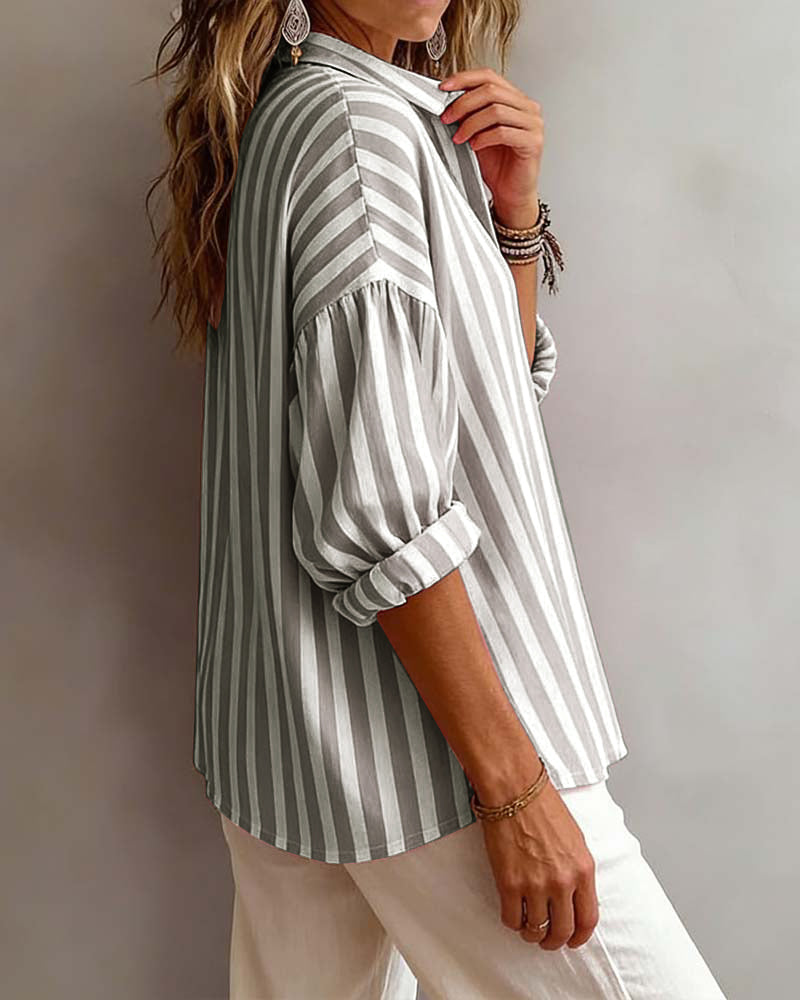 Jessy | Blusa Holgada a Rayas Con Cuello