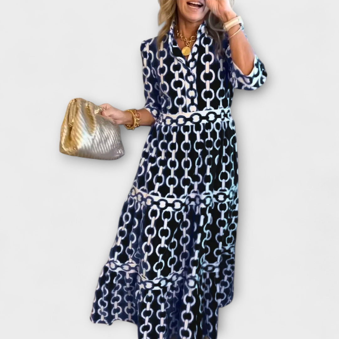Stavroula | Vestido Midi Con Estampado de Cadenas