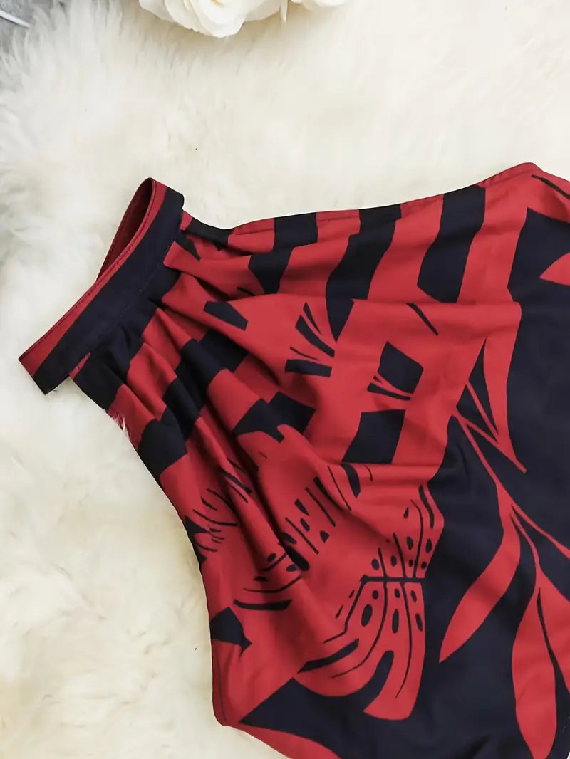 Zirina | Conjunto De Top Corto Con Cuello Halter Y Pantalón De Pierna Ancha
