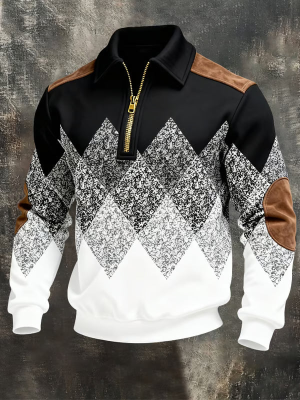 Renshaw | Sudadera con Cremallera de un Cuarto de largo y Estampado de Rombos