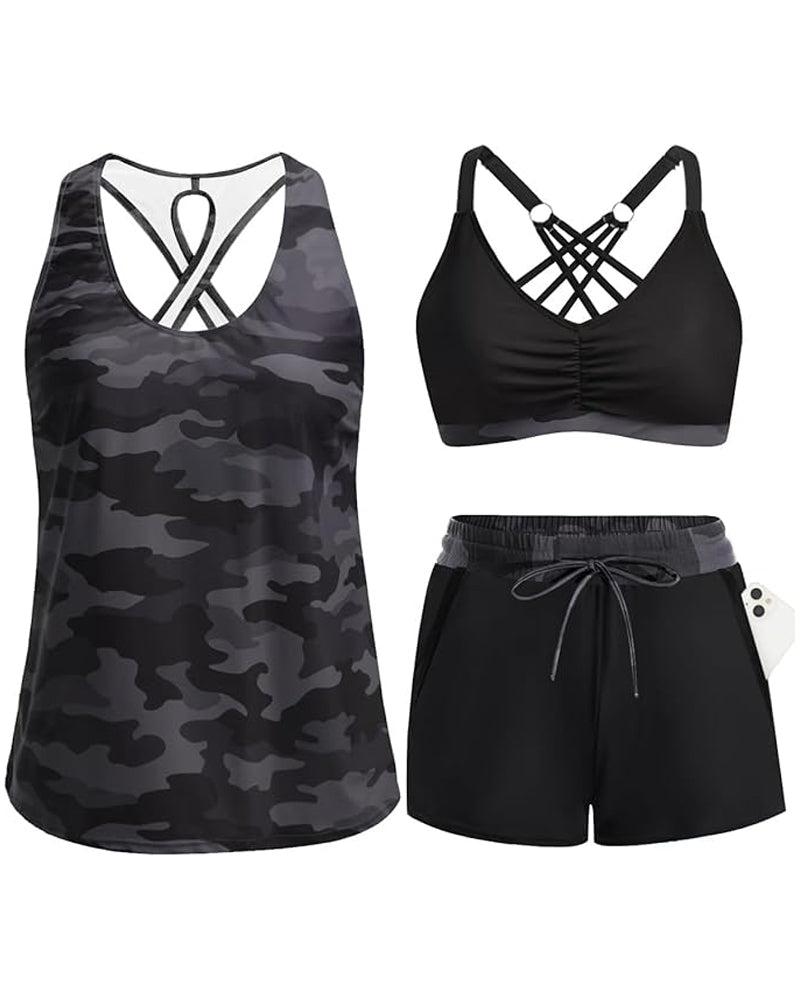 Meaghan | Conjunto De Baño De Tres Piezas Estampado