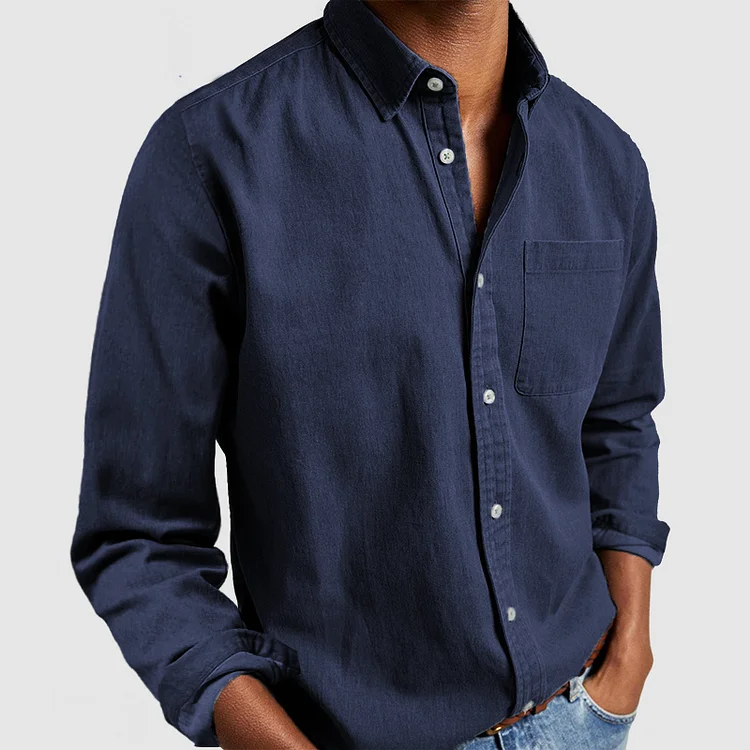 Carel - Camisa Informal de Manga Larga Con Botones y Bolsillo en el Pecho