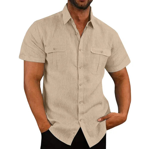 Eldwin | Camisa De Manga Corta Con Botones Y Bolsillos Para Hombre