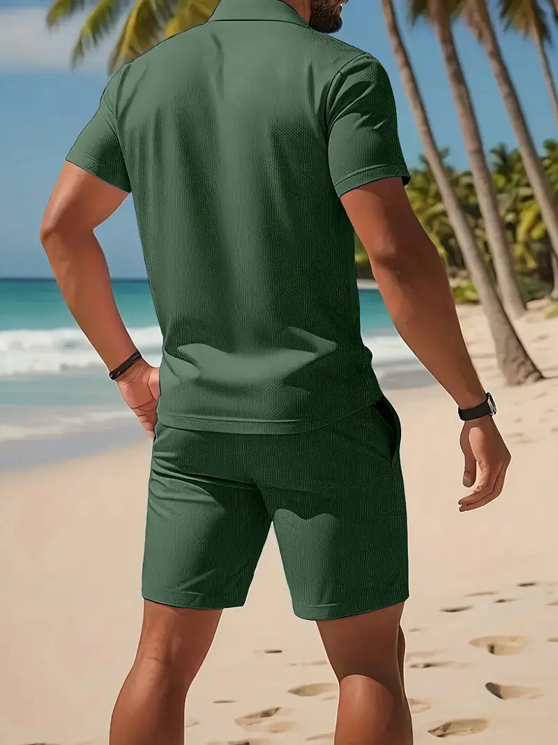 Kelvin | Conjunto De Polo Y Pantalones Cortos Con Textura