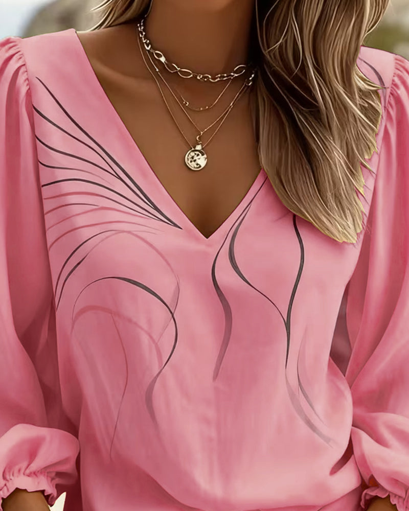 Solyna | Blusa Amarilla Escote V Manga Abullonada